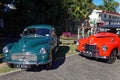 Morris Minor at a vintage car show in Motueka High Street in front of the museum