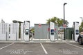 Electrify America EV charging stations. An electric vehicle DC fast charging station