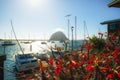 Morro Bay harbor, beautiful seascape with sailing boats and Morro Rock at Morro Bay State Park, California Royalty Free Stock Photo