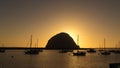 Morro Bay Rock at sunset, panorama Royalty Free Stock Photo