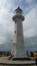 Morro do Moreno lighthouse and tourists, at Vila Velha, Espirito Santo Royalty Free Stock Photo