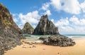 Morro Dois Irmaos at Cacimba do Padre Beach - Fernando de Noronha, Pernambuco, Brazil Royalty Free Stock Photo