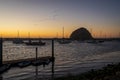 Morro Rock at Highway 1 in the Sunset Royalty Free Stock Photo