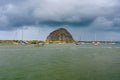 Morro Rock, a volcanic plug in Morro bay, California, on the Pacific Coast at the entrance to Morro Bay harbor Royalty Free Stock Photo