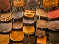 Morrocan leather bags on a bazar