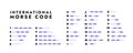 Morse code. International signal table of dots dashes, analog message transmitting system telegraph sea code. Vector set