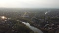 Morshansk city aerial view. Trinity Cathedral. Cna river