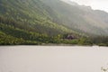 Morskie Oko, Poland. A view of the water and shelter