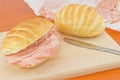 Mortadella sandwich- bologna Royalty Free Stock Photo