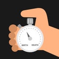 Mortality - mortal person is holding stopwatch
