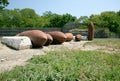 Mortar Artillery Shells at Sandy Hook Lighthouse New Jersey Royalty Free Stock Photo