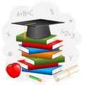 Mortar Board on Book with Degree Royalty Free Stock Photo