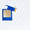 Mortar board or graduation cap with blue slide Royalty Free Stock Photo