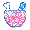 mortar with bone icon doodle illustration Royalty Free Stock Photo