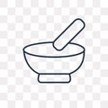 Mortar Bowl vector icon isolated on transparent background, line