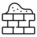Mortar brick wall icon outline vector. Builder worker