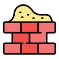 Mortar brick wall icon vector flat