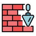Mortar brick wall icon vector flat