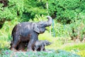 Mortar elephant statue in garden, Thailand art. Royalty Free Stock Photo