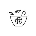 Mortar, flower, leaf icon. Simple line, outline vector elements of body care for ui and ux, website or mobile application Royalty Free Stock Photo