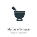 Mortar with mace vector icon on white background. Flat vector mortar with mace icon symbol sign from modern bistro and restaurant