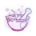 Mortar and pestle color line icon with flat spot for round highlights stories. Spa, wellness, chemistry, pharmaceutical