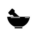 mortar and pestle icon, vector illustration, black sign on isolated background Royalty Free Stock Photo