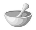 Mortar and pestle icon, Kitchen pounder outline and filled sign and full pictogram isolated on white. Symbol, logo illustra Royalty Free Stock Photo