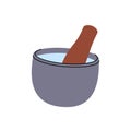 Mortar with pestle icon. Kitchen tools silhouette. Vector illustration. Royalty Free Stock Photo