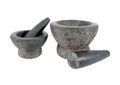 Mortar and pestle isolated on white background. Rock mortar. Stone mortar Royalty Free Stock Photo