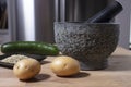 Mortar and pestle made of stone Royalty Free Stock Photo