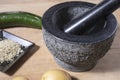 Mortar and pestle made of stone Royalty Free Stock Photo