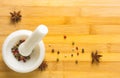 mortar and pestle with peppercorn mix Royalty Free Stock Photo