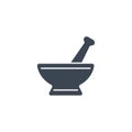 Mortar and Pestle related vector glyph icon. Royalty Free Stock Photo