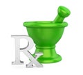 Mortar and Pestle with RX Prescription Medicine Symbol Isolated