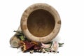 Mortar and pestle and spices. Royalty Free Stock Photo