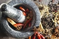 Mortar and Pestle with Spices