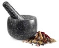 Mortar and Pestle with Spices Royalty Free Stock Photo