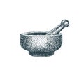 Mortar and pestle. Vector illustration of pounder. Royalty Free Stock Photo