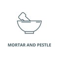 Mortar and pestle vector line icon, linear concept, outline sign, symbol Royalty Free Stock Photo