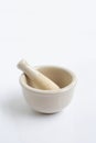Mortar and pestle on white