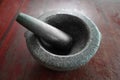 Mortar stone, pestle and spice Royalty Free Stock Photo