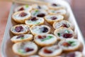 Mortar toasted pastry dates closeup view thai dessert Royalty Free Stock Photo