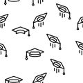 Mortarboard, Academic Cap Vector Seamless Pattern