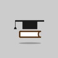 Mortarboard with book icon on grey background with shade Royalty Free Stock Photo