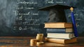 The mortarboard on books.AI generated image Royalty Free Stock Photo