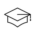 Mortarboard icon. Academic cap, graduation symbol. Vector illustration