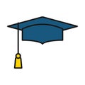 Mortarboard icon design in line fill style.