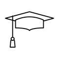 Mortarboard icon design in linear style. Vector.