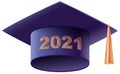 Mortarboard square academic cap symbol graduation 2021 year